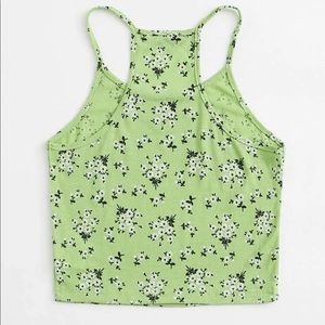 Green floral halter top